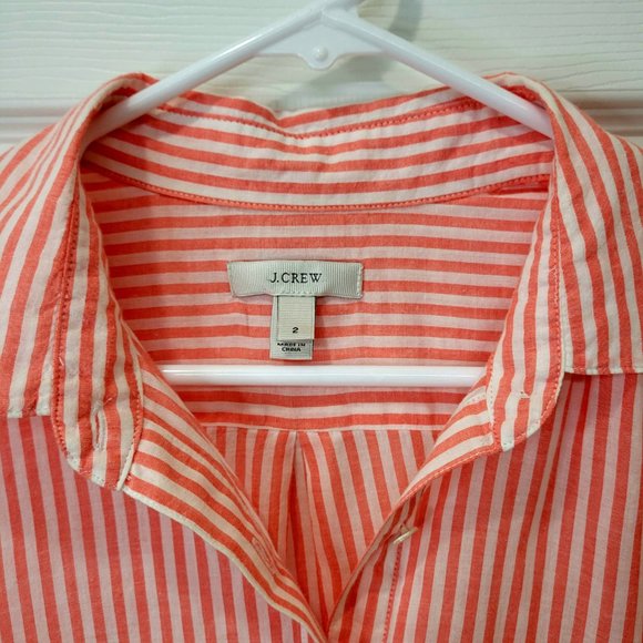 J.CREW Women's Semi Button Red Stripe Blouse 2 - Picture 5 of 5